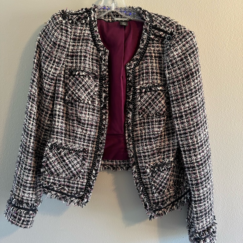 White House Black Market Tweed Blazer in Black and White